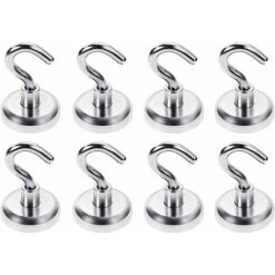 LITZEE Magnetic Hooks, Magnet Hooks, Powerful Neodymium Magnet,Haftkraft Magnet Hooks 36KG,Best Magnet Hooks For Indoor Outdoor Use Kitchen Garage Lockers (8pc)