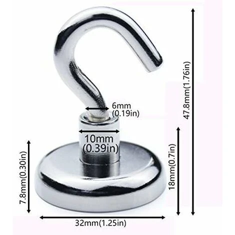 LITZEE Magnetic Hooks, Magnet Hooks, Powerful Neodymium Magnet,Haftkraft Magnet Hooks 36KG,Best Magnet Hooks For Indoor Outdoor Use Kitchen Garage Lockers (8pc) 2 LITZEE Magnetic Hooks, Magnet Hooks, Powerful Neodymium Magnet,Haftkraft Magnet Hooks 36KG,Best Magnet Hooks For Indoor Outdoor Use Kitchen Garage Lockers (8pc) - Image 2