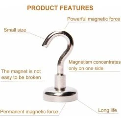 LITZEE Set Of 25 Magnetic Hooks Neodymium Magnets 8kg Pulling Force -Vonshef shop 43092885 4