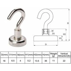 LITZEE Set Of 25 Magnetic Hooks Neodymium Magnets 8kg Pulling Force -Vonshef shop 43092885 5