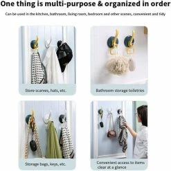 SOEKAVIA Self Adhesive Hooks 3 Pieces, Robe Bath Towel Hooks, Plastic Wall Hanger Waterproof (White Blue Black) 7 SOEKAVIA Self Adhesive Hooks 3 Pieces, Robe Bath Towel Hooks, Plastic Wall Hanger Waterproof (White Blue Black) -Vonshef shop 43187707 3