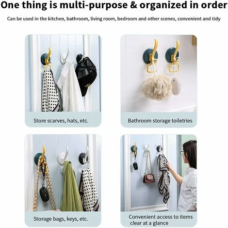 SOEKAVIA Self Adhesive Hooks 3 Pieces, Robe Bath Towel Hooks, Plastic Wall Hanger Waterproof (White Blue Black) 3 SOEKAVIA Self Adhesive Hooks 3 Pieces, Robe Bath Towel Hooks, Plastic Wall Hanger Waterproof (White Blue Black) - Image 3