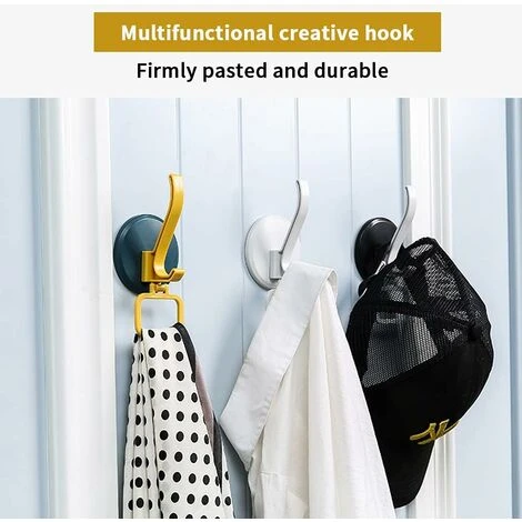 SOEKAVIA Self Adhesive Hooks 3 Pieces, Robe Bath Towel Hooks, Plastic Wall Hanger Waterproof (White Blue Black) 4 SOEKAVIA Self Adhesive Hooks 3 Pieces, Robe Bath Towel Hooks, Plastic Wall Hanger Waterproof (White Blue Black) - Image 4