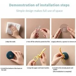 SOEKAVIA Self Adhesive Hooks 3 Pieces, Robe Bath Towel Hooks, Plastic Wall Hanger Waterproof (White Blue Black) 9 SOEKAVIA Self Adhesive Hooks 3 Pieces, Robe Bath Towel Hooks, Plastic Wall Hanger Waterproof (White Blue Black) -Vonshef shop 43187707 5