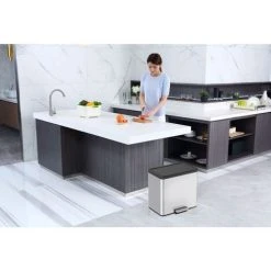 Pedal Bin Essential 3x9 L Matte Silver EKO -Vonshef shop 43272757 3