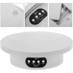 PrimeMatik - Electric Rotating Turntable 16cm White With Remote Control, With 5 Coloured Panels -Vonshef shop 45403709 2