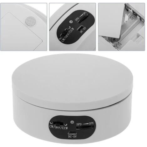 PrimeMatik - Electric Rotating Turntable 12cm White With Adjustable Rotation Speed 2 PrimeMatik - Electric Rotating Turntable 12cm White With Adjustable Rotation Speed - Image 2