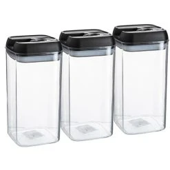 Argon Tableware Flip Lock Plastic Food Storage Containers - 1.2 Litre - Black - Pack Of 3