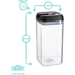 Argon Tableware Flip Lock Plastic Food Storage Containers - 1.2 Litre - Black - Pack Of 3 -Vonshef shop 45886572 3