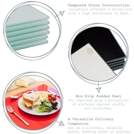 Harbour Housewares Round Glass Kitchen Chopping Board - 30cm - Clear 2 Harbour Housewares Round Glass Kitchen Chopping Board - 30cm - Clear - Image 2