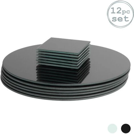 Harbour Housewares 12 Piece Round Glass Placemats & Coasters Set - 30cm - Black 1 Harbour Housewares 12 Piece Round Glass Placemats & Coasters Set - 30cm - Black