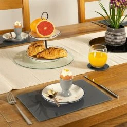 Harbour Housewares 12 Piece Round Glass Placemats & Coasters Set - 30cm - Black 9 Harbour Housewares 12 Piece Round Glass Placemats & Coasters Set - 30cm - Black -Vonshef shop 45892738 5