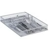 Relaxdays Large Metal Mesh Cutlery Tray, Open Drawer Organizer Insert, L, HWD: 5.1 X 28.6 X 40.6 Cm, Silver