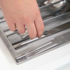 Relaxdays Large Metal Mesh Cutlery Tray, Open Drawer Organizer Insert, L, HWD: 5.1 X 28.6 X 40.6 Cm, Silver 9 Relaxdays Large Metal Mesh Cutlery Tray, Open Drawer Organizer Insert, L, HWD: 5.1 X 28.6 X 40.6 Cm, Silver -Vonshef shop 45950550 5