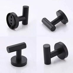 SOEKAVIA Black Towel Hook For Shower Kitchen Robe Coat Hooks Towel Holder Wall Mounted SUS304 Stainless Steel Matt Black 4 Pack, A2164DG-BK-P4 -Vonshef shop 46715142 5