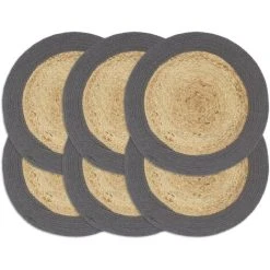 Devenirriche Placemats 6 Pcs Natural And Anthracite 38 Cm Jute And Cotton