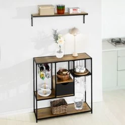 SoBuy Industrial Style Sideboard Side Table End Table Wine Rack Kitchen Dining Room Storage Shelf,FSB56-F -Vonshef shop 47346052 2