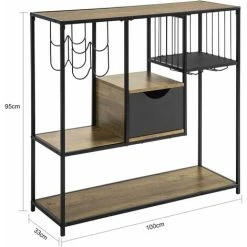 SoBuy Industrial Style Sideboard Side Table End Table Wine Rack Kitchen Dining Room Storage Shelf,FSB56-F -Vonshef shop 47346052 3