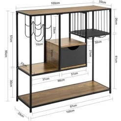 SoBuy Industrial Style Sideboard Side Table End Table Wine Rack Kitchen Dining Room Storage Shelf,FSB56-F -Vonshef shop 47346052 5