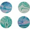 Premier Housewares Placemats And Coaster Round Sets 4 White Dotted Table Mats And Coasters Set Of 4 Contemporary Blue Marble Cute Coasters Durable Textured Coasters 10 X 10 X 2