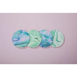 Premier Housewares Placemats And Coaster Round Sets 4 White Dotted Table Mats And Coasters Set Of 4 Contemporary Blue Marble Cute Coasters Durable Textured Coasters 10 X 10 X 2 -Vonshef shop 47519187 3