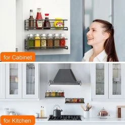 Devenirriche Kitchen Spice Rack, Metal Spice Rack Without Drilling, Kitchen Wall Spice Rack, Spice Rack For Spices Jars Kitchen Pantry Accessory Cupboard, 29x6x6cm (Black, 2 Pieces) - - -Vonshef shop 48428353 4