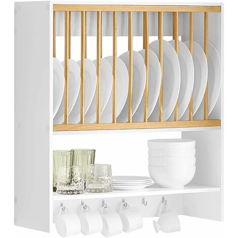 SoBuy Wall Mounted Kitchen Plate Cup Rack,KCR09-W 1 SoBuy Wall Mounted Kitchen Plate Cup Rack,KCR09-W
