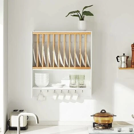 SoBuy Wall Mounted Kitchen Plate Cup Rack,KCR09-W 2 SoBuy Wall Mounted Kitchen Plate Cup Rack,KCR09-W - Image 2