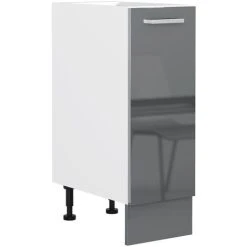 IMPACT FURNITURE 300 Kitchen Base Unit Cabinet Cupboard 30cm Grey High Gloss Soft Close 1 Door Luxe
