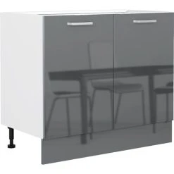 IMPACT FURNITURE 1000 Kitchen Base Unit Cabinet Cupboard 100cm Grey High Gloss Soft Close 2 Door Luxe