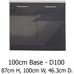 IMPACT FURNITURE 1000 Kitchen Base Unit Cabinet Cupboard 100cm Grey High Gloss Soft Close 2 Door Luxe 8 IMPACT FURNITURE 1000 Kitchen Base Unit Cabinet Cupboard 100cm Grey High Gloss Soft Close 2 Door Luxe -Vonshef shop 50150213 4