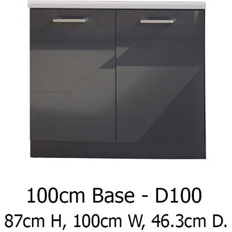 IMPACT FURNITURE 1000 Kitchen Base Unit Cabinet Cupboard 100cm Grey High Gloss Soft Close 2 Door Luxe 4 IMPACT FURNITURE 1000 Kitchen Base Unit Cabinet Cupboard 100cm Grey High Gloss Soft Close 2 Door Luxe - Image 4