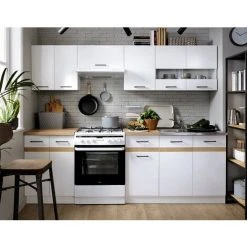 IMPACTFURNITURE 800 White Kitchen Cabinet Unit Wall 2 Door Cupboard 80cm Low Gloss Matt Junona -Vonshef shop 50150241 5