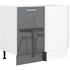 IMPACT FURNITURE Kitchen Corner Unit Grey Gloss Base Straight Cabinet 110cm Cupboard Soft Close Lux