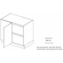 IMPACT FURNITURE Kitchen Corner Unit Grey Gloss Base Straight Cabinet 110cm Cupboard Soft Close Lux -Vonshef shop 50150248 3