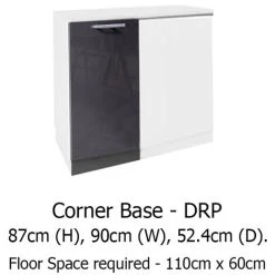 IMPACT FURNITURE Kitchen Corner Unit Grey Gloss Base Straight Cabinet 110cm Cupboard Soft Close Lux -Vonshef shop 50150248 5