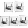 Devenirriche 5 Pieces 3M Adhesive Hook, Stainless Steel Bathroom Wall Hook, Self Adhesive Waterproof And Oil Resistant Towel Rack For Kitchen, Living Room And Office