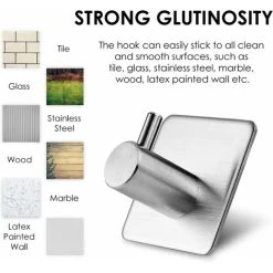 Devenirriche 5 Pieces 3M Adhesive Hook, Stainless Steel Bathroom Wall Hook, Self Adhesive Waterproof And Oil Resistant Towel Rack For Kitchen, Living Room And Office -Vonshef shop 50877101 3