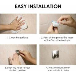 Devenirriche 5 Pieces 3M Adhesive Hook, Stainless Steel Bathroom Wall Hook, Self Adhesive Waterproof And Oil Resistant Towel Rack For Kitchen, Living Room And Office -Vonshef shop 50877101 4