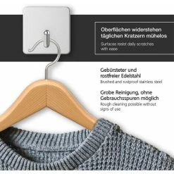 Devenirriche Set Of 4 Self-adhesive Wall Hooks Without Drilling - Water Resistant Hooks - Up To 8 Kg - Towel Hooks - Stainless Steel Wall Hooks - Clothes Hooks -Vonshef shop 50877391 4