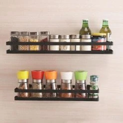 Livingandhome 50CM Wall Mounted Metal Herb Spice Jar Holder