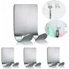 Langray Adhesive Hook Razor Holder Double Hook Metal Waterproof Razor Holder Stainless Steel Bathroom Towel Holder For Shower Holds Up To 1 Kg-4 Pieces