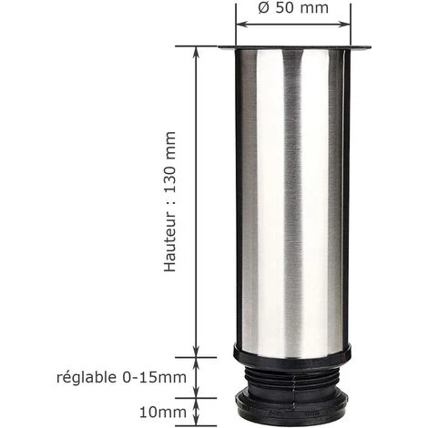 Langray Set Of 8 ASelected Furniture Legs, Adjustable Kitchen Legs 50 Mm / Height 150 Mm Round Metal Stainless Steel Sofa Leg Table Feet 5 Langray Set Of 8 ASelected Furniture Legs, Adjustable Kitchen Legs 50 Mm / Height 150 Mm Round Metal Stainless Steel Sofa Leg Table Feet - Image 5