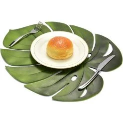 Langray Leaf Placemats, Green Placemats Banana Leaf Placemats Palm Leaf Placemats Table Leaf Banana Leaf Decor,1 -Vonshef shop 51801046 2