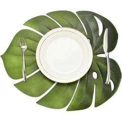 Langray Leaf Placemats, Green Placemats Banana Leaf Placemats Palm Leaf Placemats Table Leaf Banana Leaf Decor,1 -Vonshef shop 51801046 3