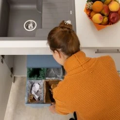 Relaxdays Built-In Kitchen Bin, Pull Out, Under Counter Waste Separation System, Plastic, 4x8 L, HWD: 35x34x48 Cm, Grey -Vonshef shop 52224862 3