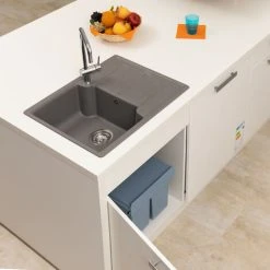 Relaxdays Built-In Kitchen Bin, 3-Compartment Waste Separation System, 15 & 8 L, Plastic, HWD 35x34x48cm, Grey -Vonshef shop 52228152 5