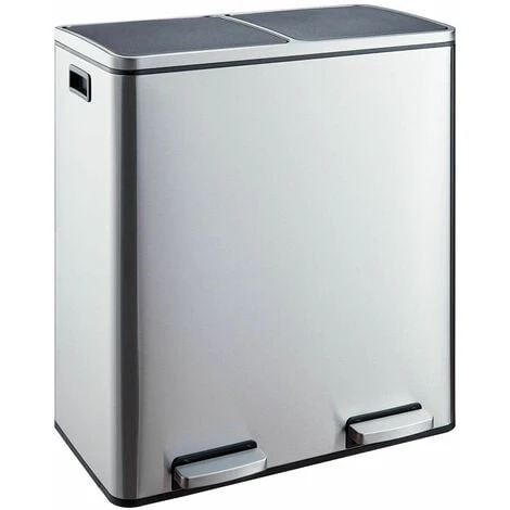 Evre. Evre Stainless Steel Recycling Pedal Bin With Removable Multi Compartments And Soft Close Lid For Kitchen/Office Waste General Waste 60L (2x30L Compartments) 1 Evre. Evre Stainless Steel Recycling Pedal Bin With Removable Multi Compartments And Soft Close Lid For Kitchen/Office Waste General Waste 60L (2x30L Compartments)