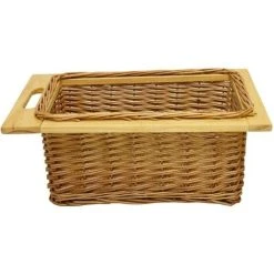 KuKoo Pull Out Wicker Basket Drawer X 2 400mm Kitchen Storage Solution -Vonshef shop 53552015 5