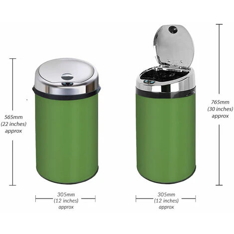 Inmotion 30L Fern Green Stainless Steel Auto Sensor Kitchen Waste Dust Bin 2 Inmotion 30L Fern Green Stainless Steel Auto Sensor Kitchen Waste Dust Bin - Image 2